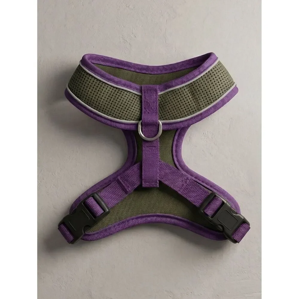 Pet Reflective Harness Vest - Olive/Purple - SZ S fits 14 - 18